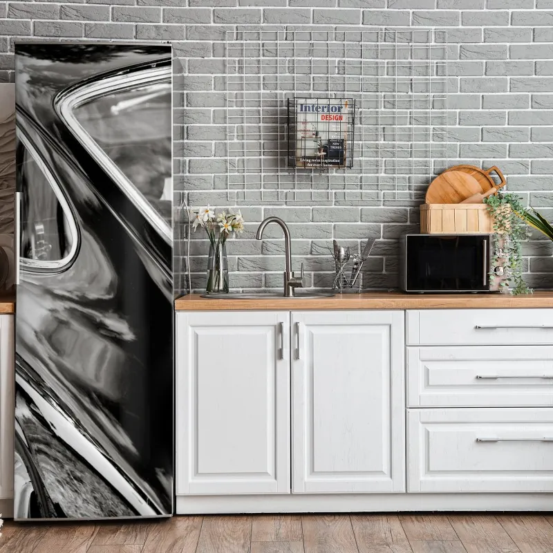 Naklejka na lodówkę panorama Nowego Jorku w monochromie – Wallissimo®