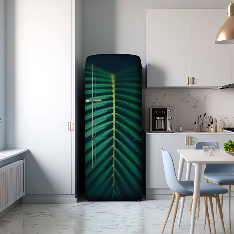 Naklejka na lodówkę pionowy liść palmy z bliska – Wallissimo® Naklejka na lodówkę pionowy liść palmy z bliska – Wallissimo®