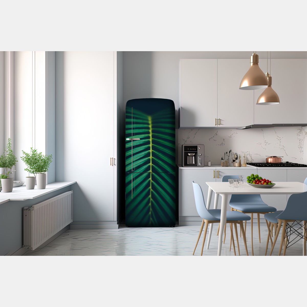 Naklejka na lodówkę pionowy liść palmy z bliska – Wallissimo® Naklejka na lodówkę pionowy liść palmy z bliska – Wallissimo®
