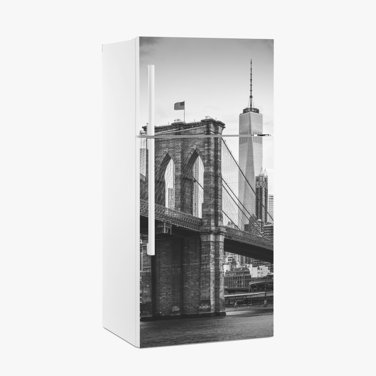 Fridge sticker Brooklyn bridge black and white cityscape – Wallissimo®