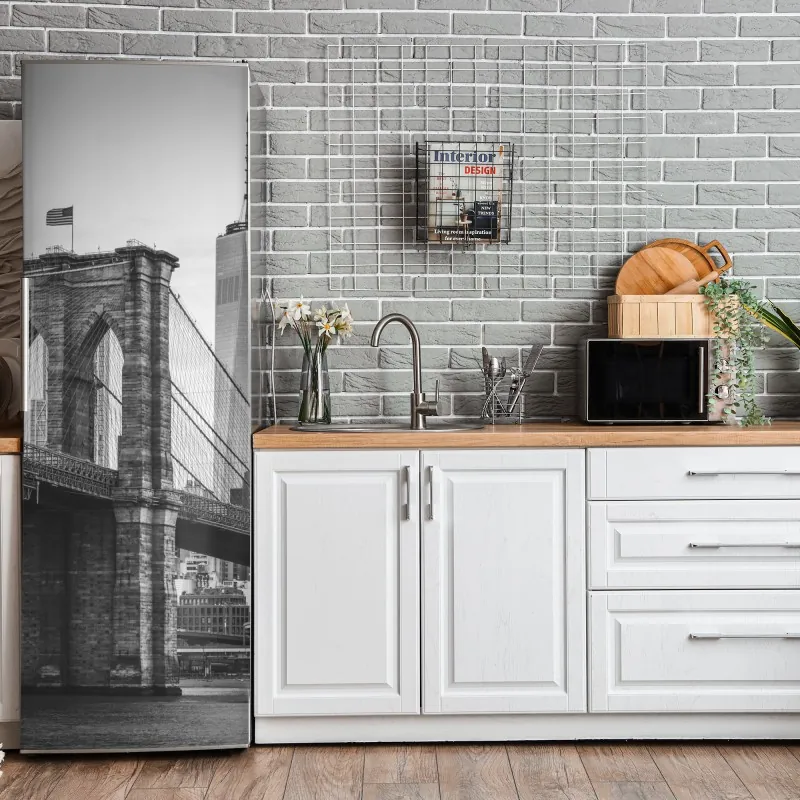 Naklejka na lodówkę czarny marmur z żyłami – Wallissimo®