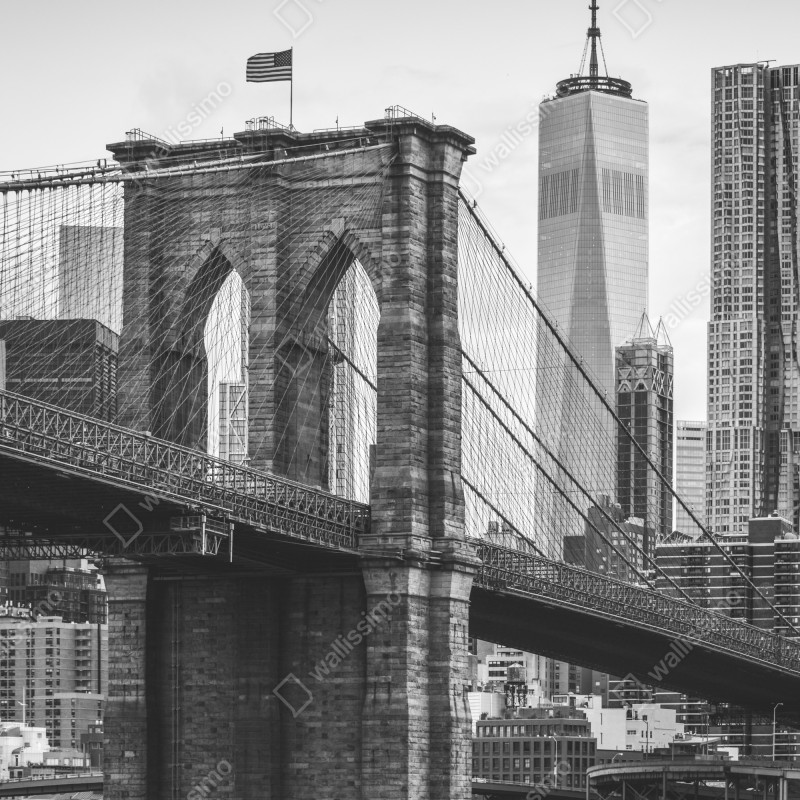 Naklejka na lodówkę most brooklyński w czerni i bieli – Wallissimo® Naklejka na lodówkę most brooklyński w czerni i bieli – Wallissimo®