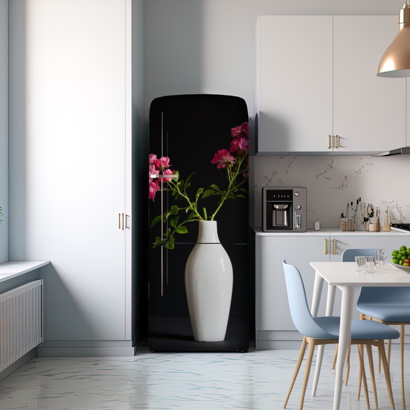 Naklejka na lodówkę róże w białej wazie – Wallissimo® Naklejka na lodówkę róże w białej wazie – Wallissimo®