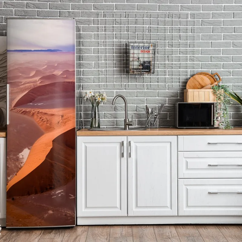 Naklejka na lodówkę jasny wzór z cytrynami i kwiatami – Wallissimo®