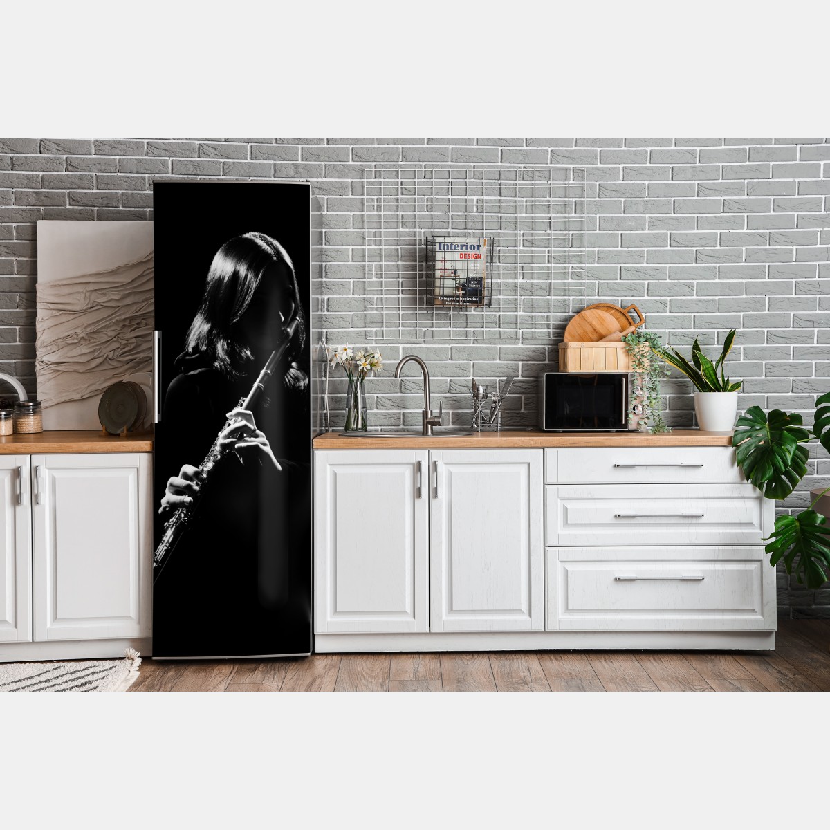 Naklejka na lodówkę elegancka sylwetka flecistki – Wallissimo® Naklejka na lodówkę elegancka sylwetka flecistki – Wallissimo®