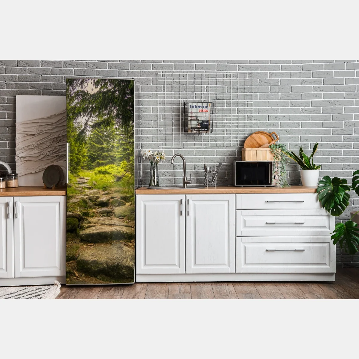 Naklejka na lodówkę spokojna leśna ścieżka wśród sosen – Wallissimo® Naklejka na lodówkę spokojna leśna ścieżka wśród sosen – Wallissimo®