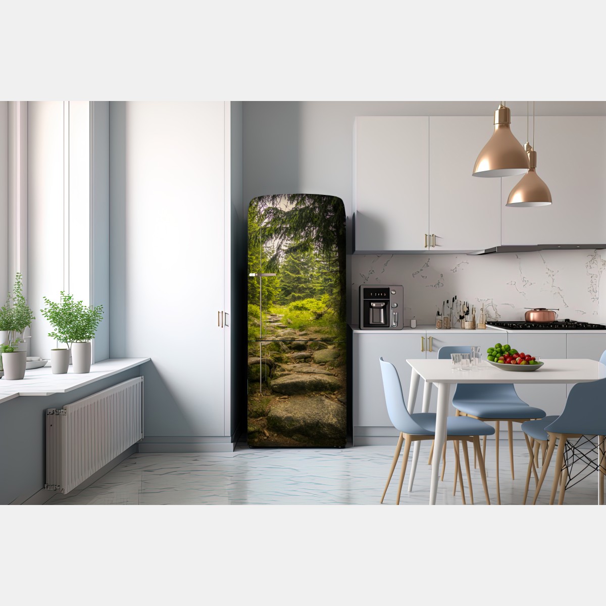 Naklejka na lodówkę spokojna leśna ścieżka wśród sosen – Wallissimo® Naklejka na lodówkę spokojna leśna ścieżka wśród sosen – Wallissimo®