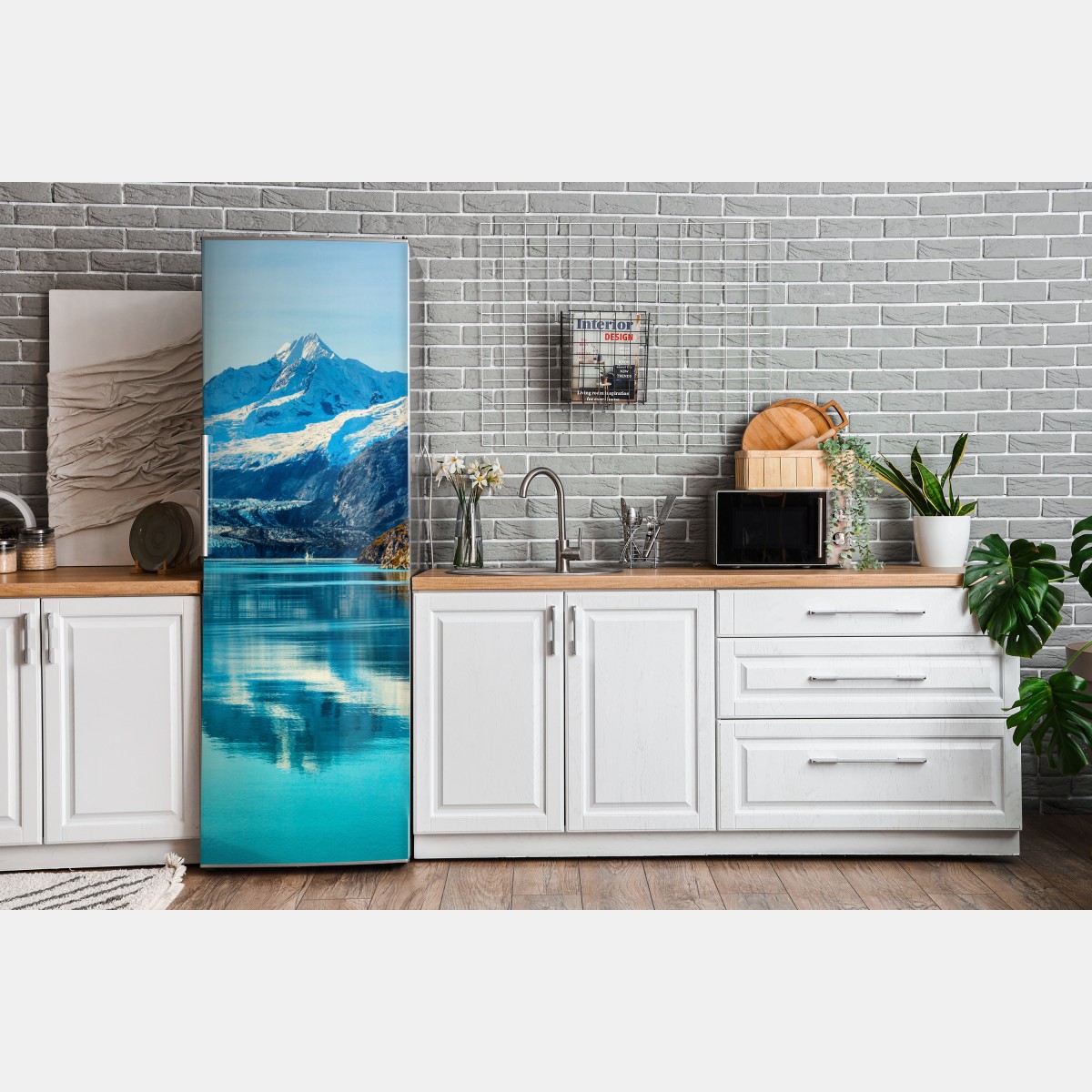 Naklejka na lodówkę spokojne turkusowe jezioro górskie – Wallissimo® Naklejka na lodówkę spokojne turkusowe jezioro górskie – Wallissimo®