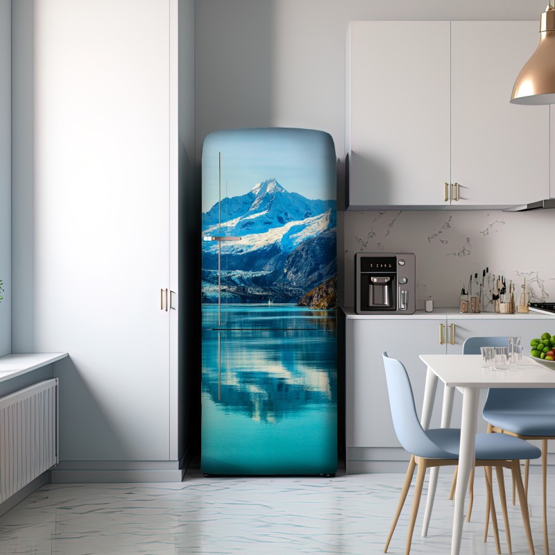 Naklejka na lodówkę spokojne turkusowe jezioro górskie – Wallissimo® Naklejka na lodówkę spokojne turkusowe jezioro górskie – Wallissimo®