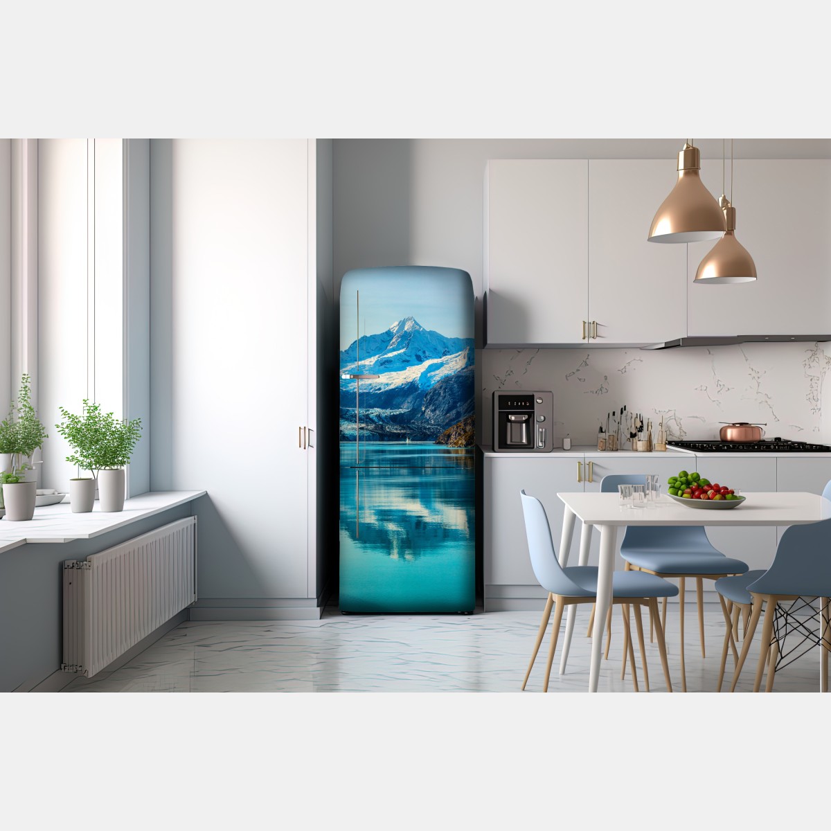 Naklejka na lodówkę spokojne turkusowe jezioro górskie – Wallissimo® Naklejka na lodówkę spokojne turkusowe jezioro górskie – Wallissimo®