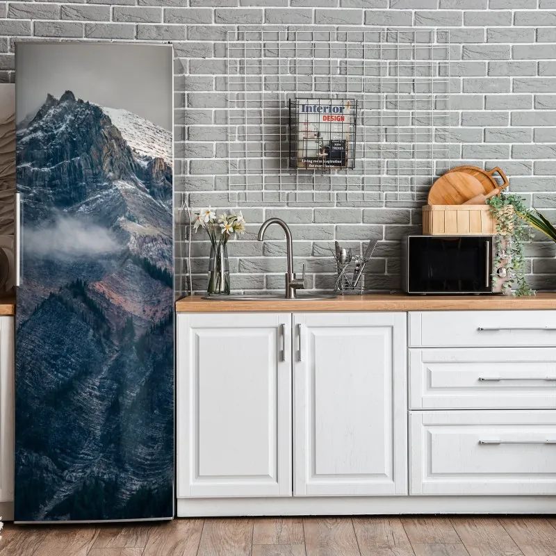 Naklejka na lodówkę geometryczny wzór labiryntu w beżu i czerni – Wallissimo®