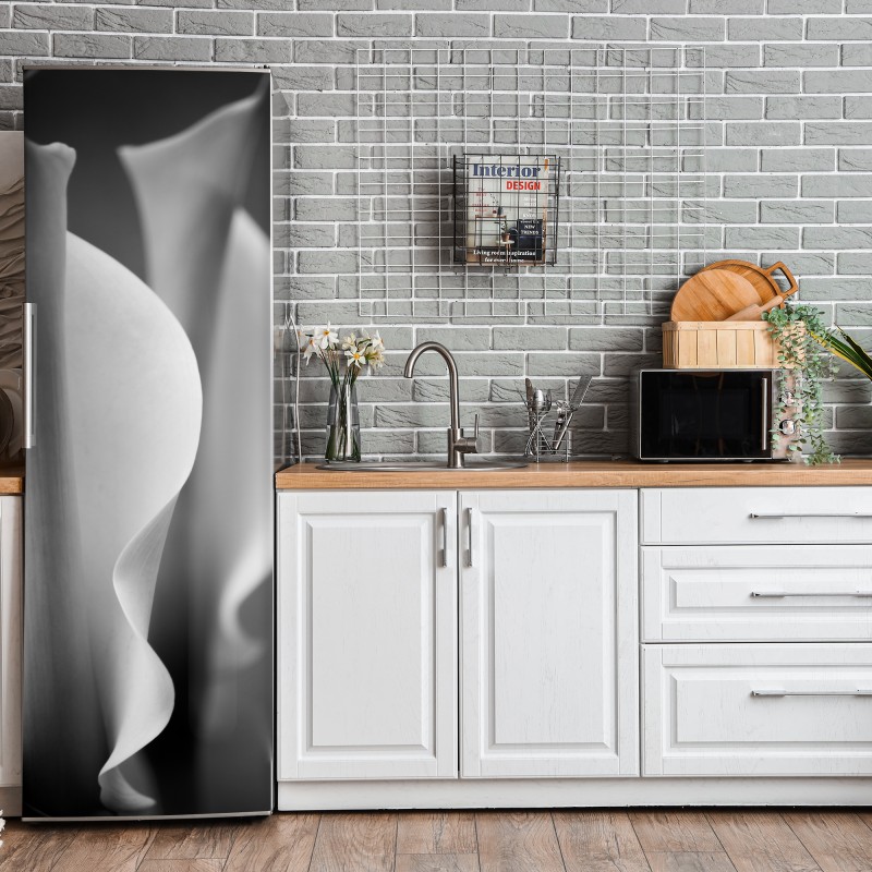 Naklejka na lodówkę biały wzór czaszek na szarym tle – Wallissimo®