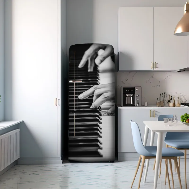 Naklejka na lodówkę dłonie przy fortepianie w ruchu – Wallissimo® Naklejka na lodówkę dłonie przy fortepianie w ruchu – Wallissimo®