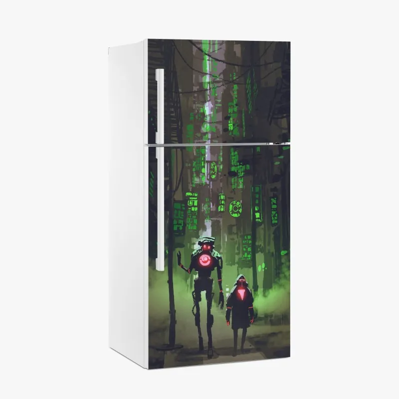 Naklejka na lodówkę wzór tropikalnych liści monstery – Wallissimo®