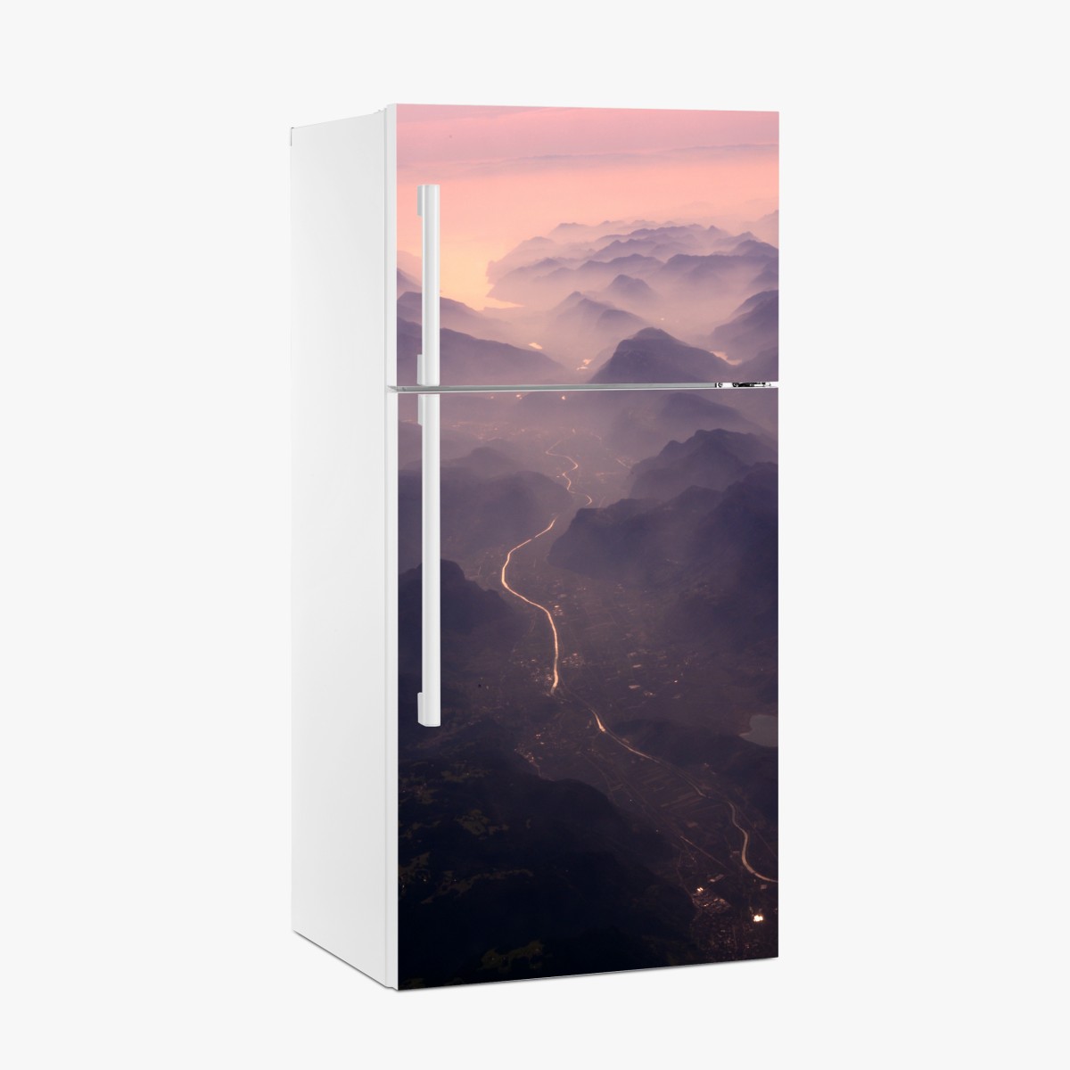 Fridge sticker misty pastel mountain valley – Wallissimo®
