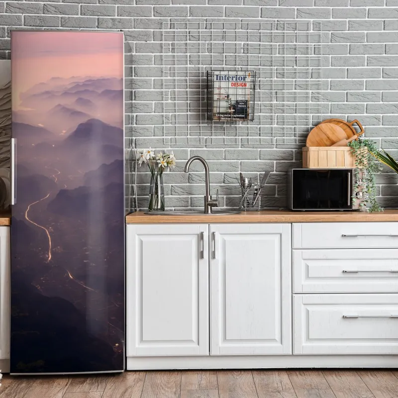 Naklejka na lodówkę luksusowy złoty wzór kwiatowy na granacie – Wallissimo®