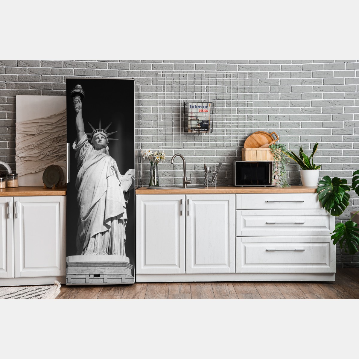 Naklejka na lodówkę Statua Wolności w monochromie – Wallissimo® Naklejka na lodówkę Statua Wolności w monochromie – Wallissimo®