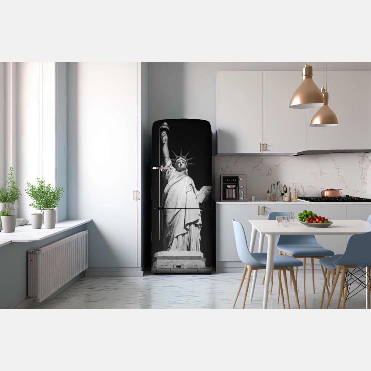 Naklejka na lodówkę Statua Wolności w monochromie – Wallissimo® Naklejka na lodówkę Statua Wolności w monochromie – Wallissimo®