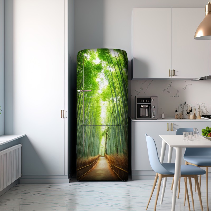 Naklejka na lodówkę ścieżka przez gaj bambusowy w Arashiyama – Wallissimo® Naklejka na lodówkę ścieżka przez gaj bambusowy w Arashiyama – Wallissimo®