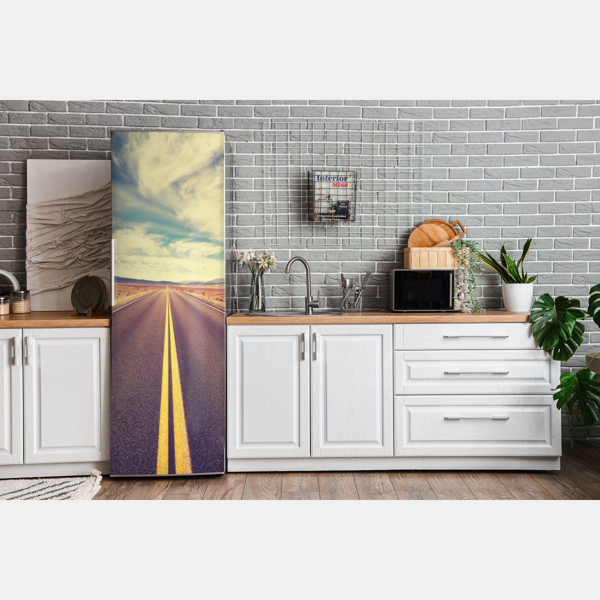 Naklejka na lodówkę vintageowa droga przez pustynię, Dolina Śmierci – Wallissimo® Naklejka na lodówkę vintageowa droga przez pustynię, Dolina Śmierci – Wallissimo®