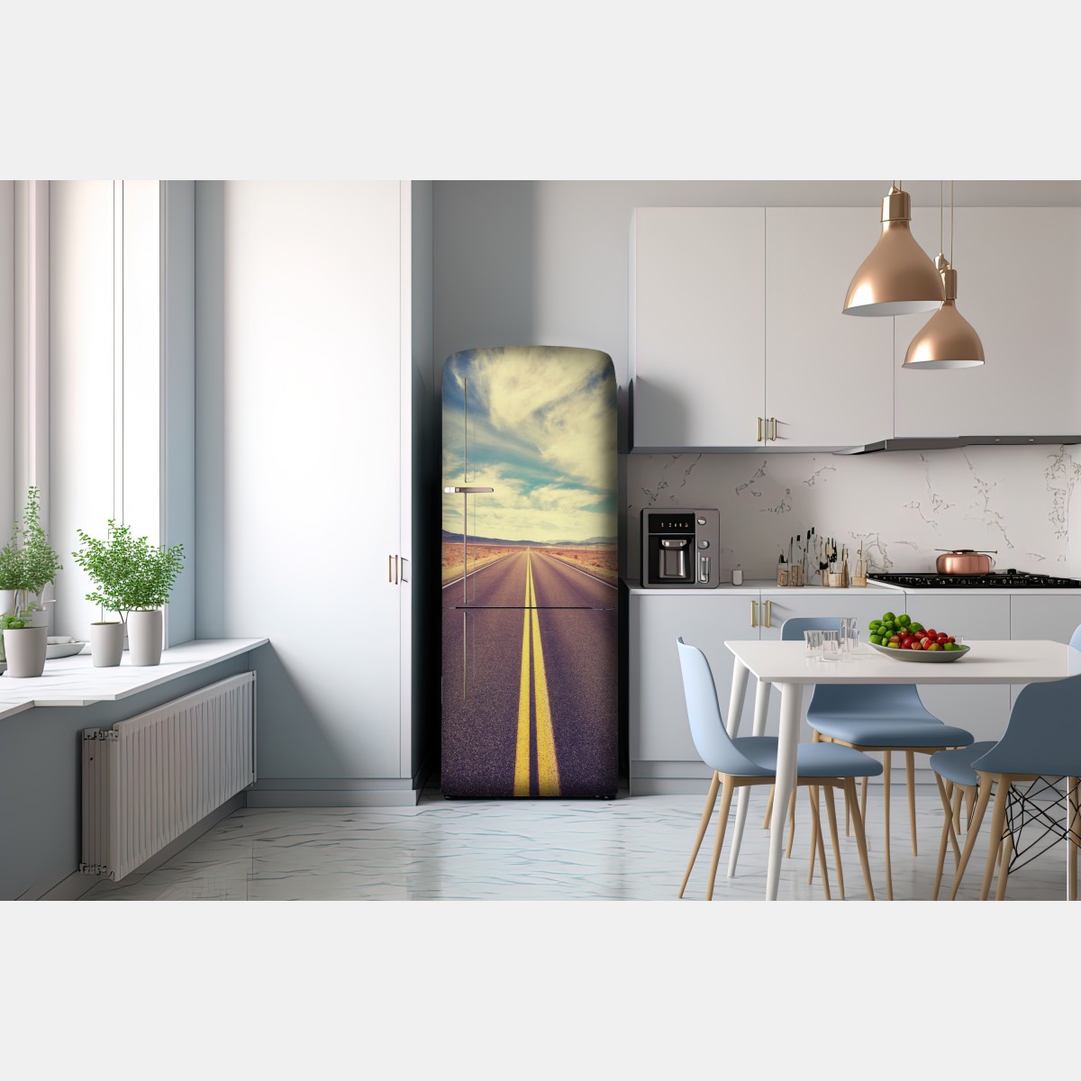 Naklejka na lodówkę vintageowa droga przez pustynię, Dolina Śmierci – Wallissimo® Naklejka na lodówkę vintageowa droga przez pustynię, Dolina Śmierci – Wallissimo®