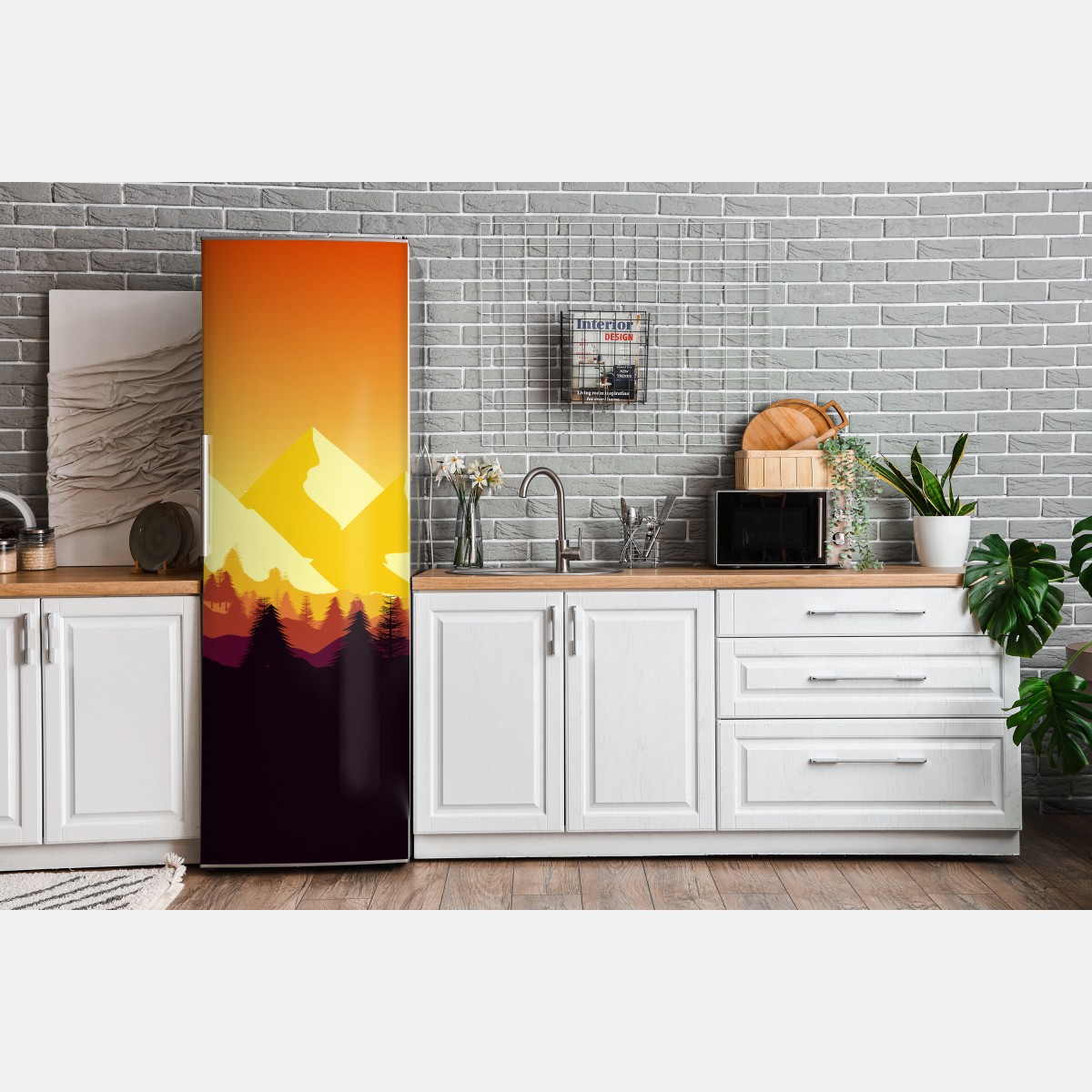 Naklejka na lodówkę złoty zachód słońca nad górami – Wallissimo® Naklejka na lodówkę złoty zachód słońca nad górami – Wallissimo®