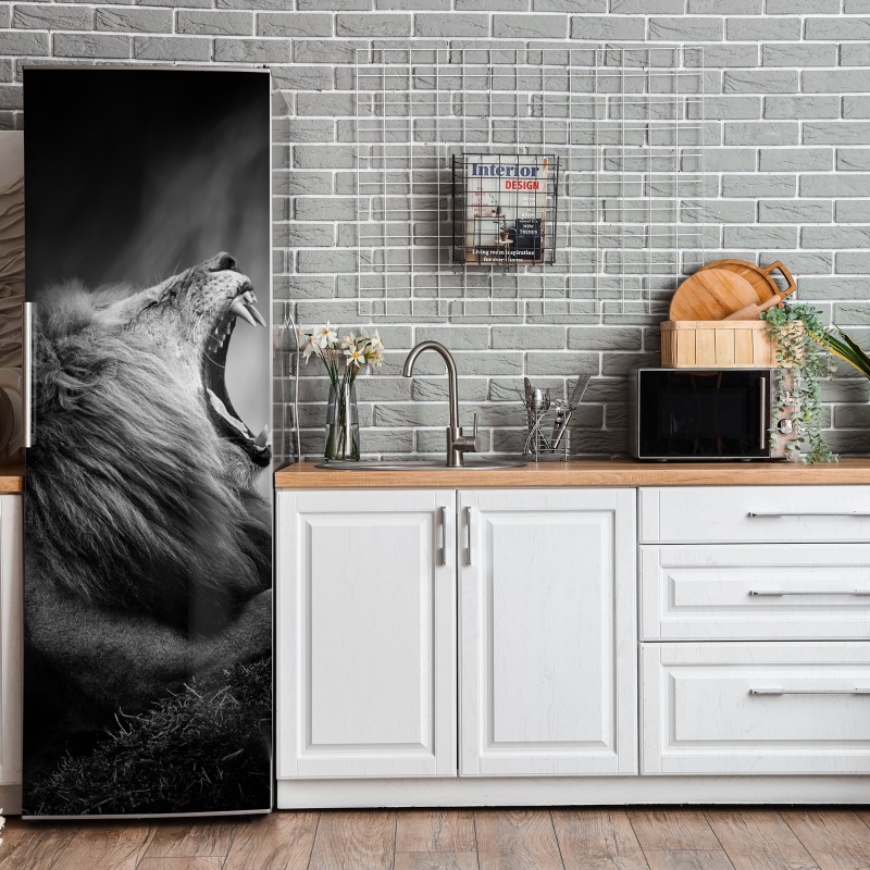 Naklejka na lodówkę jasny wzór z cytrynami i kwiatami – Wallissimo®