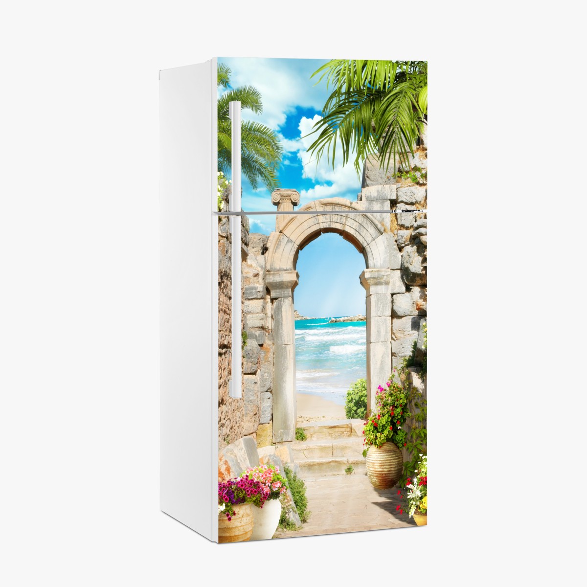 Fridge sticker sunlit Mediterranean archway to the sea – Wallissimo®