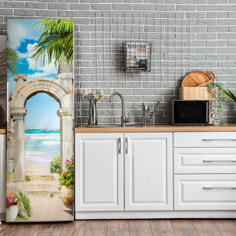 Naklejka na lodówkę złoty art deco wzór okręgów – Wallissimo®