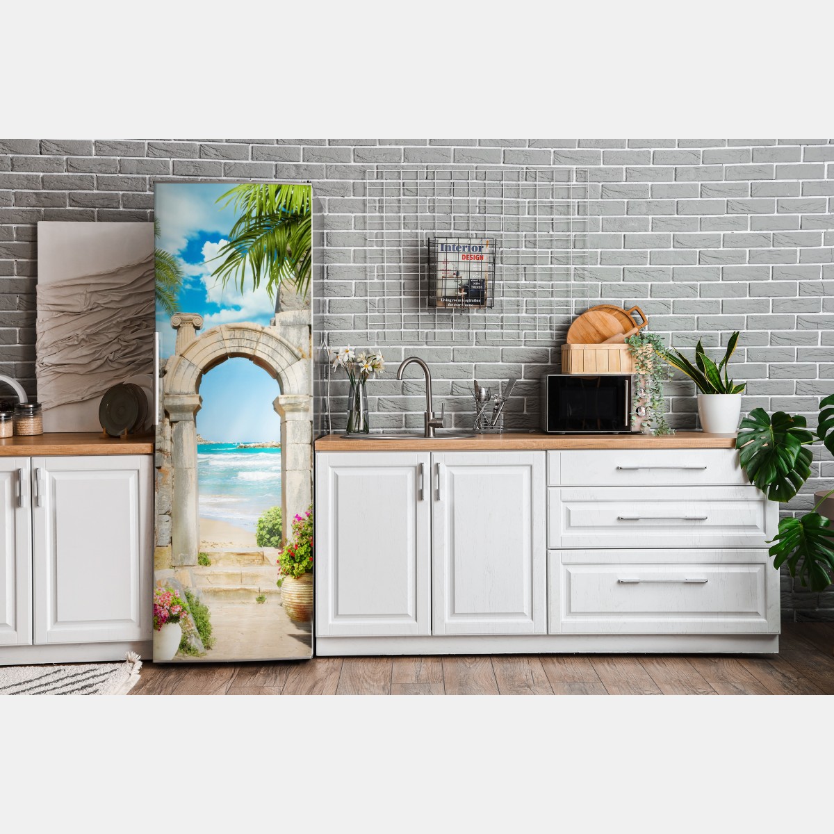 Naklejka na lodówkę słoneczny łuk prowadzący do morza – Wallissimo® Naklejka na lodówkę słoneczny łuk prowadzący do morza – Wallissimo®