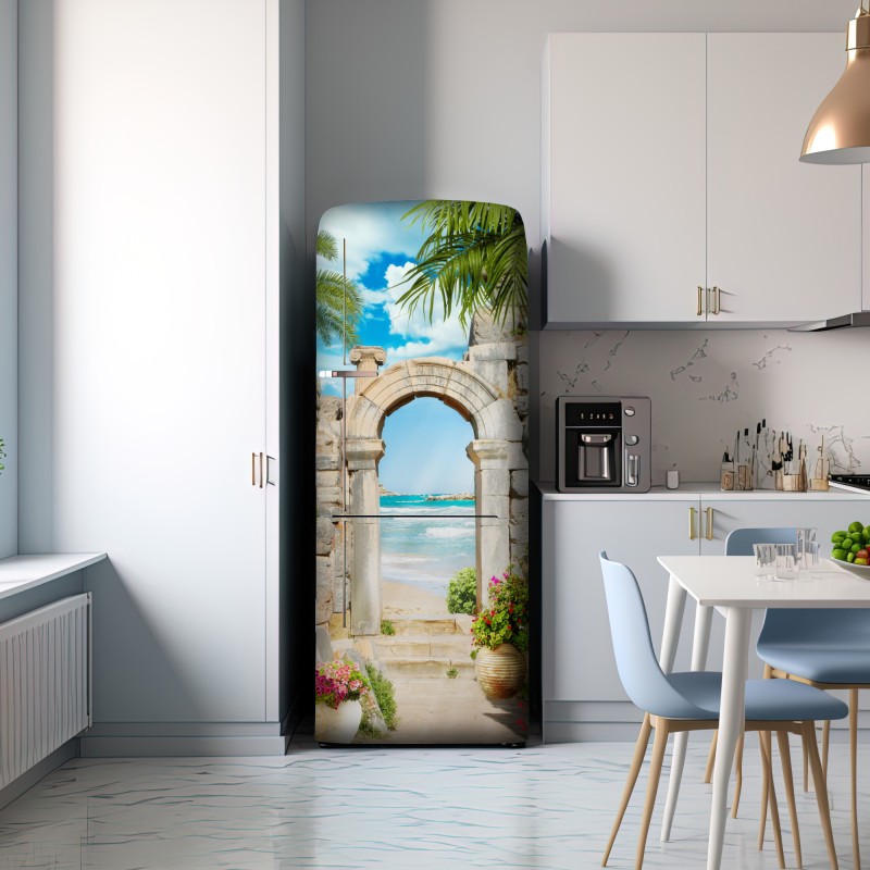 Naklejka na lodówkę słoneczny łuk prowadzący do morza – Wallissimo® Naklejka na lodówkę słoneczny łuk prowadzący do morza – Wallissimo®