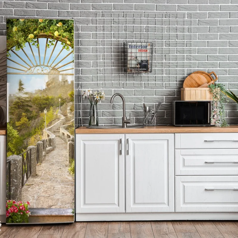 Naklejka na lodówkę czarno-biały kaktus w zbliżeniu – Wallissimo®