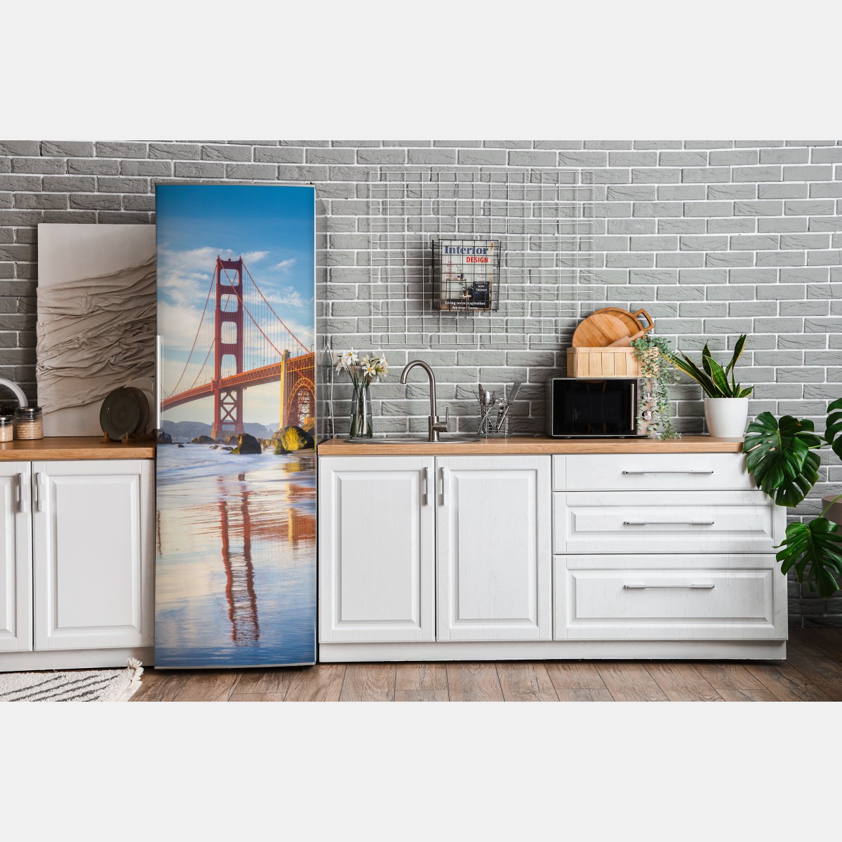 Naklejka na lodówkę most Golden Gate odbicie na brzegu – Wallissimo® Naklejka na lodówkę most Golden Gate odbicie na brzegu – Wallissimo®