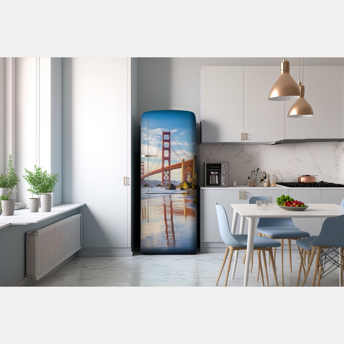 Naklejka na lodówkę most Golden Gate odbicie na brzegu – Wallissimo® Naklejka na lodówkę most Golden Gate odbicie na brzegu – Wallissimo®