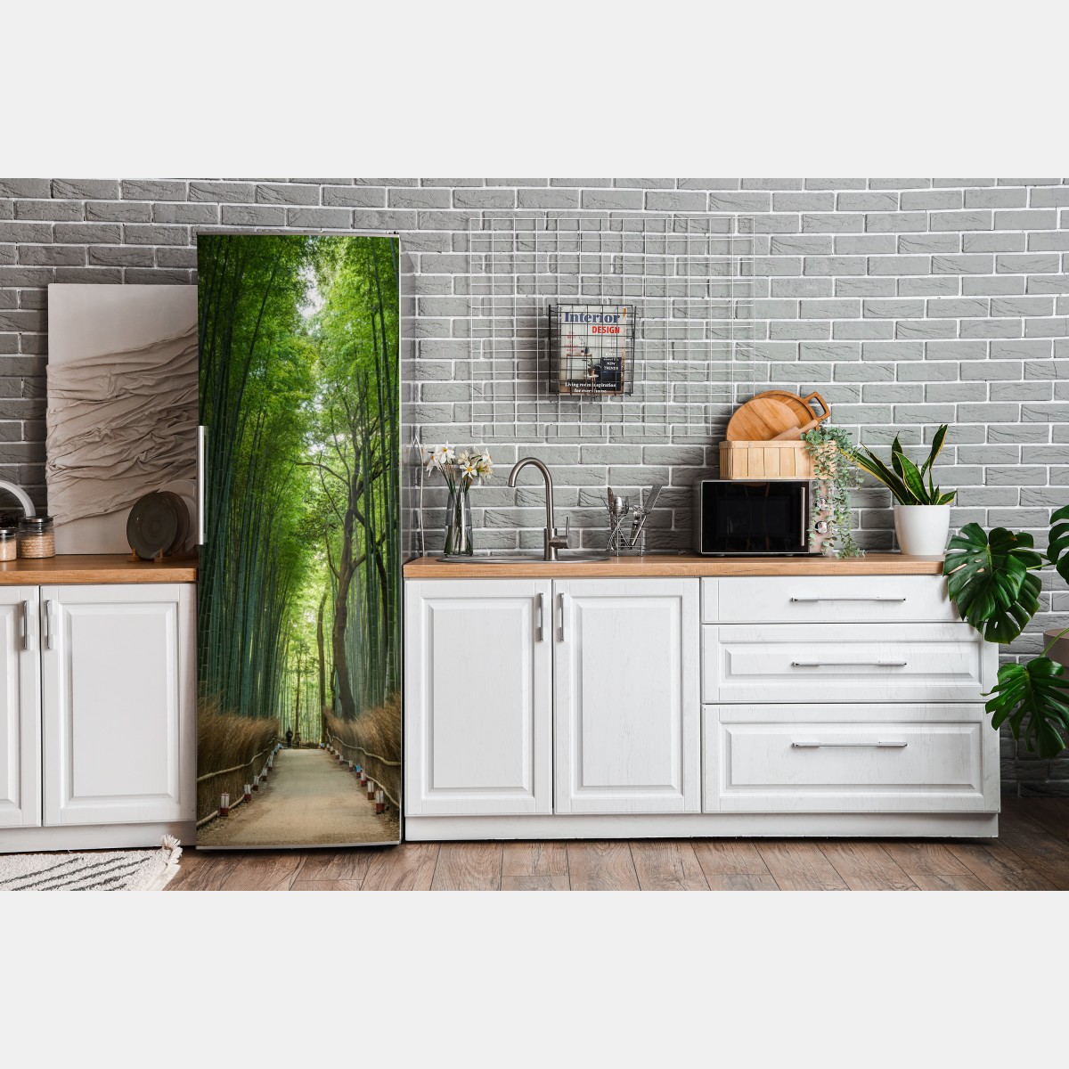 Naklejka na lodówkę spokojna alejka w bambusowym gaju – Wallissimo® Naklejka na lodówkę spokojna alejka w bambusowym gaju – Wallissimo®