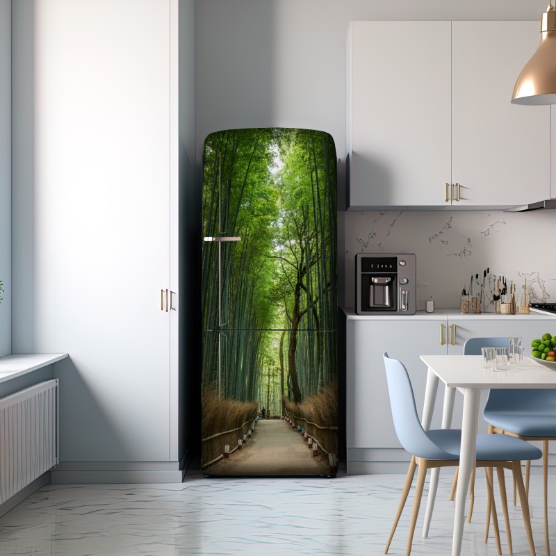 Naklejka na lodówkę spokojna alejka w bambusowym gaju – Wallissimo® Naklejka na lodówkę spokojna alejka w bambusowym gaju – Wallissimo®