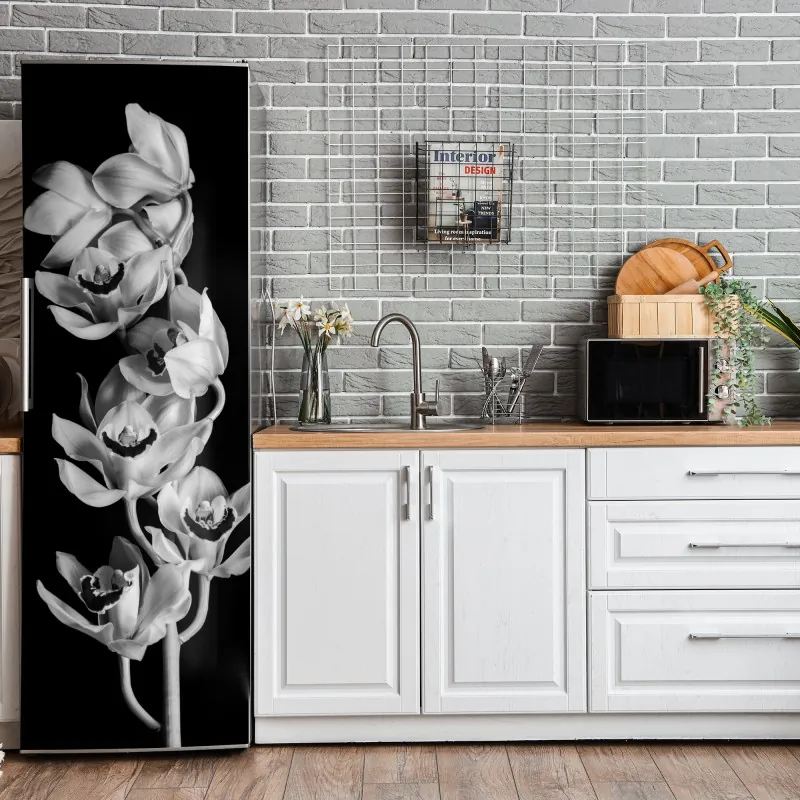 Naklejka na lodówkę abstrakcyjny falisty wzór w turkusie i koralu – Wallissimo®