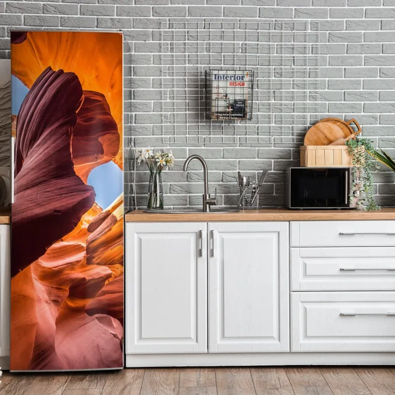 Naklejka na lodówkę elegancki szary wzór damasceński – Wallissimo®