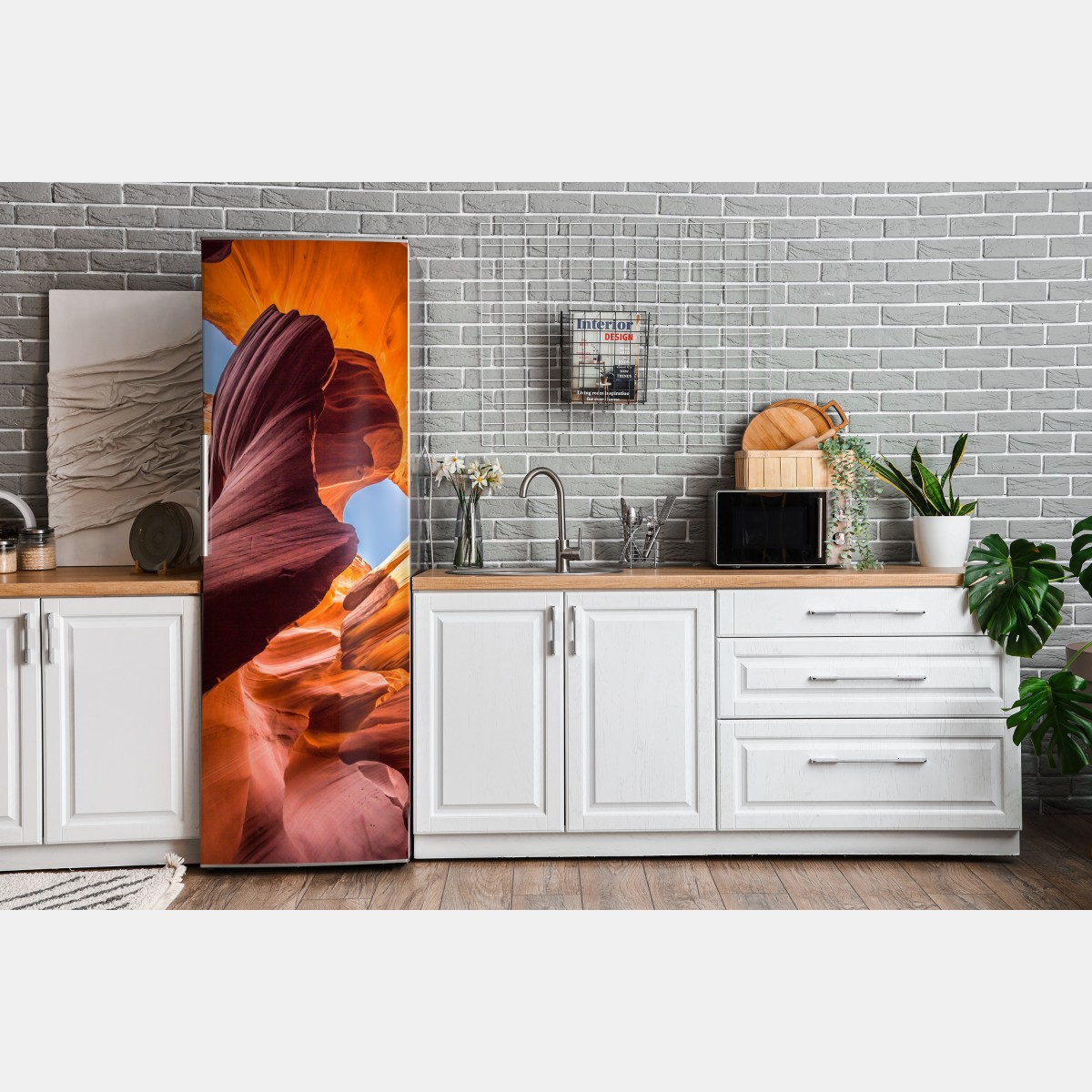 Naklejka na lodówkę słoneczny wąwóz z formacjami skalnymi – Wallissimo® Naklejka na lodówkę słoneczny wąwóz z formacjami skalnymi – Wallissimo®