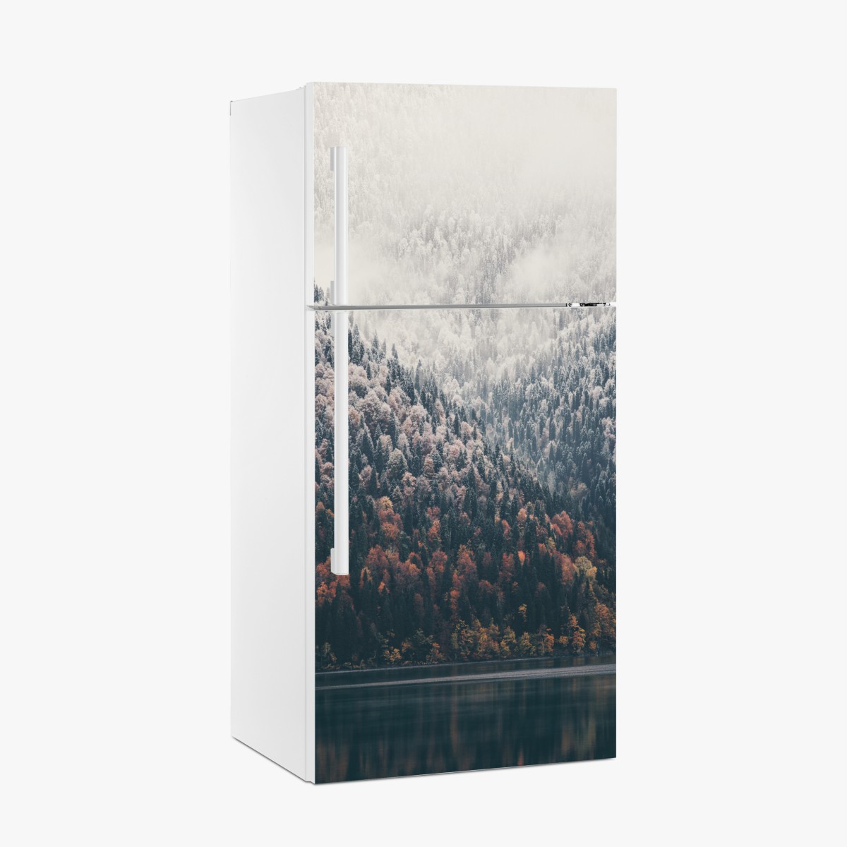 Fridge sticker autumn mist over mountain forest – Wallissimo®