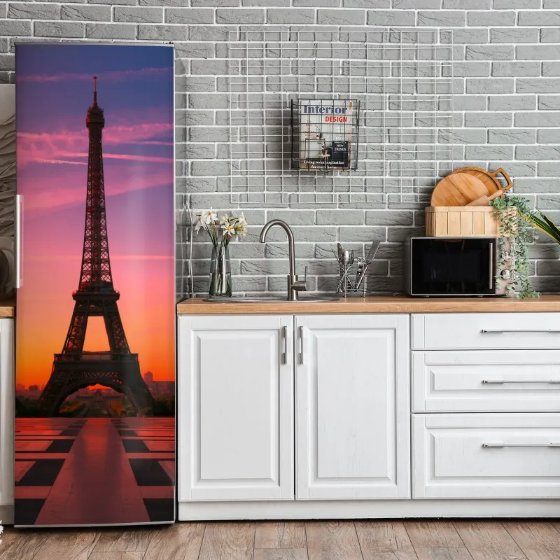 Naklejka na lodówkę luksusowy złoty wzór kwiatowy na granacie – Wallissimo®