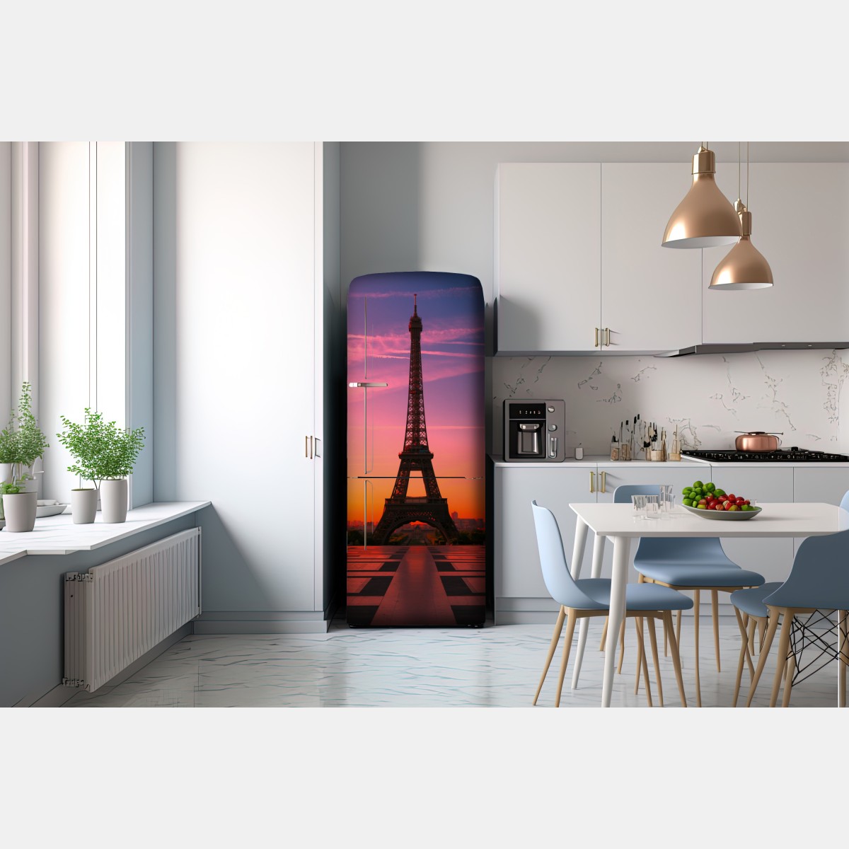 Naklejka na lodówkę świt nad Wieżą Eiffla – Wallissimo® Naklejka na lodówkę świt nad Wieżą Eiffla – Wallissimo®