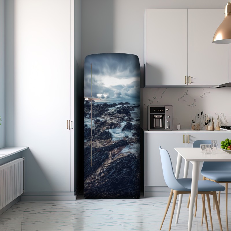 Naklejka na lodówkę nastrojowe skaliste wybrzeże o zmierzchu – Wallissimo® Naklejka na lodówkę nastrojowe skaliste wybrzeże o zmierzchu – Wallissimo®