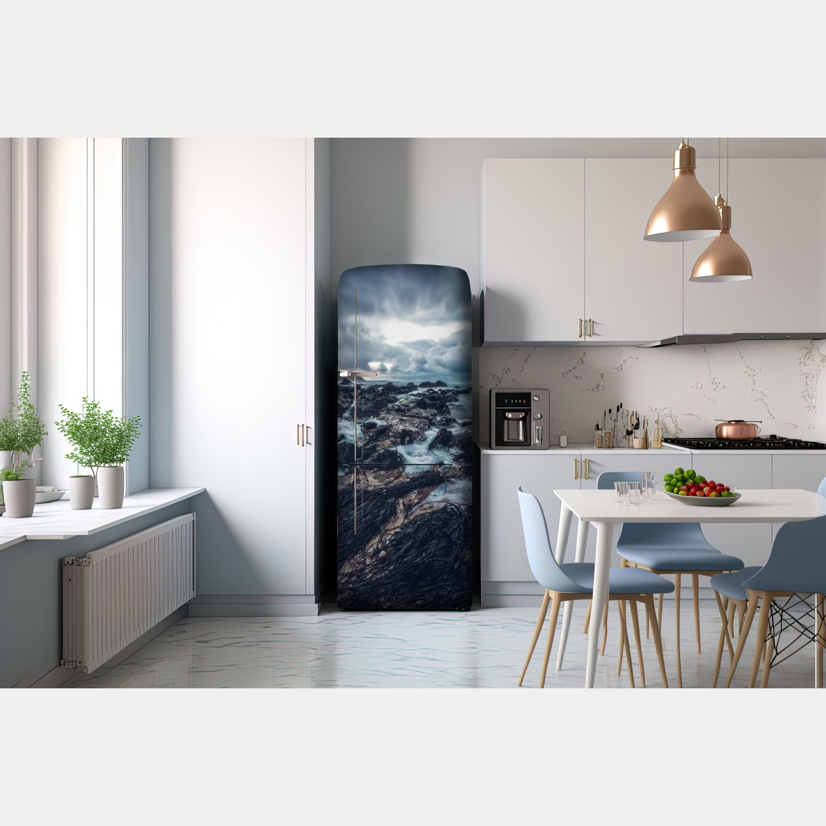 Naklejka na lodówkę nastrojowe skaliste wybrzeże o zmierzchu – Wallissimo® Naklejka na lodówkę nastrojowe skaliste wybrzeże o zmierzchu – Wallissimo®