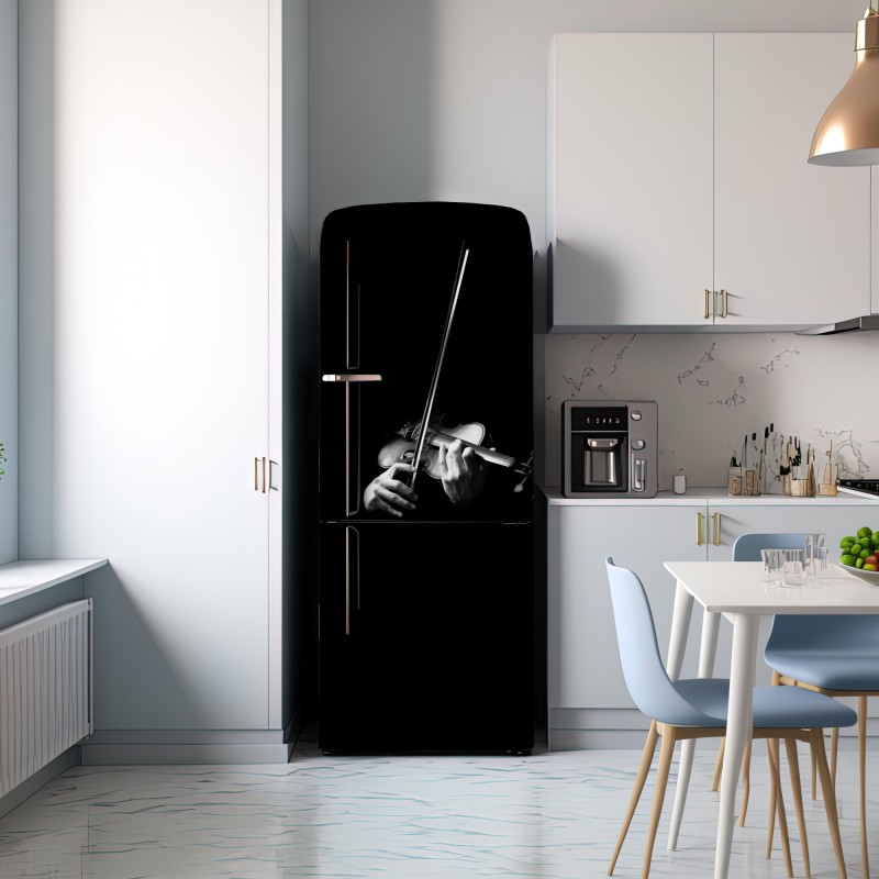 Naklejka na lodówkę skrzypce w monochromie – Wallissimo® Naklejka na lodówkę skrzypce w monochromie – Wallissimo®