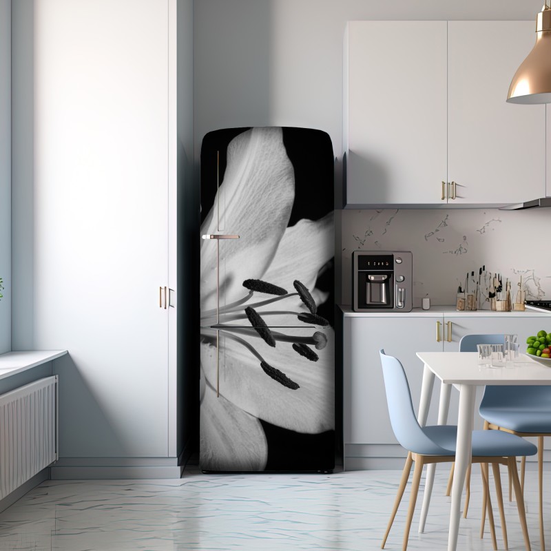 Naklejka na lodówkę monochromatyczna lilia zbliżenie – Wallissimo® Naklejka na lodówkę monochromatyczna lilia zbliżenie – Wallissimo®