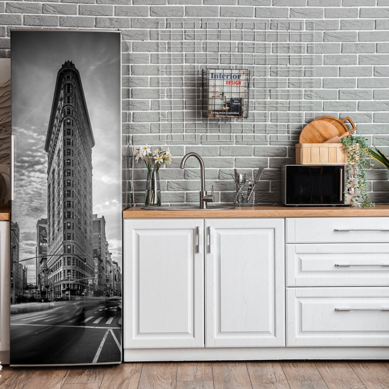 Naklejka na lodówkę różowy tropikalny zachód słońca z palmami – Wallissimo®