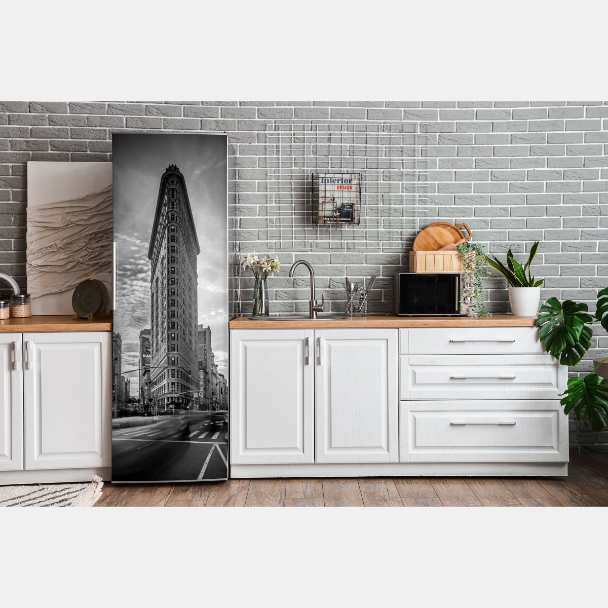 Naklejka na lodówkę Flatiron, Nowy Jork — architektura w monochromie – Wallissimo® Naklejka na lodówkę Flatiron, Nowy Jork — architektura w monochromie – Wallissimo®