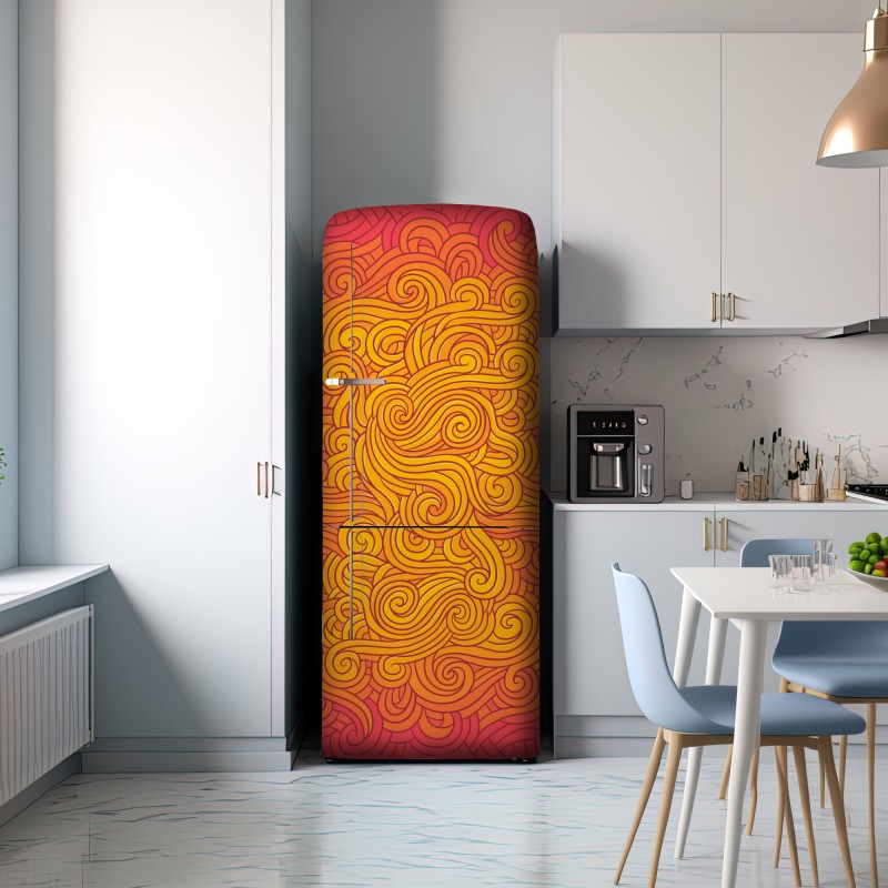 Naklejka na lodówkę ciepły wirujący abstrakcyjny wzór – Wallissimo® Naklejka na lodówkę ciepły wirujący abstrakcyjny wzór – Wallissimo®