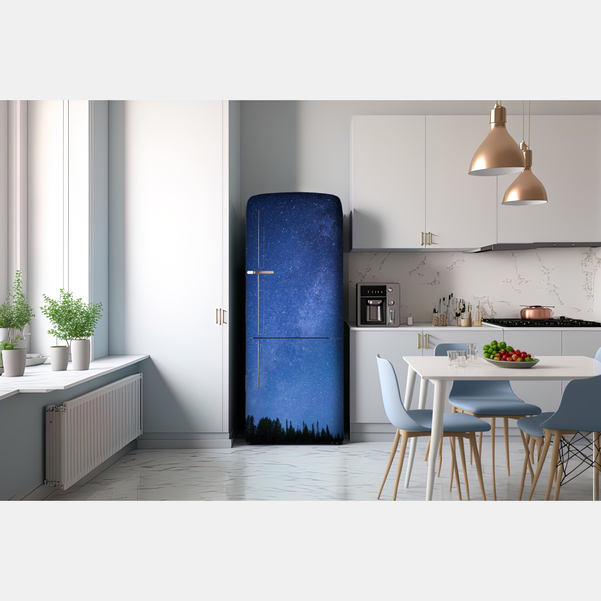 Naklejka na lodówkę gwiaździsta Droga Mleczna nad lasem – Wallissimo® Naklejka na lodówkę gwiaździsta Droga Mleczna nad lasem – Wallissimo®